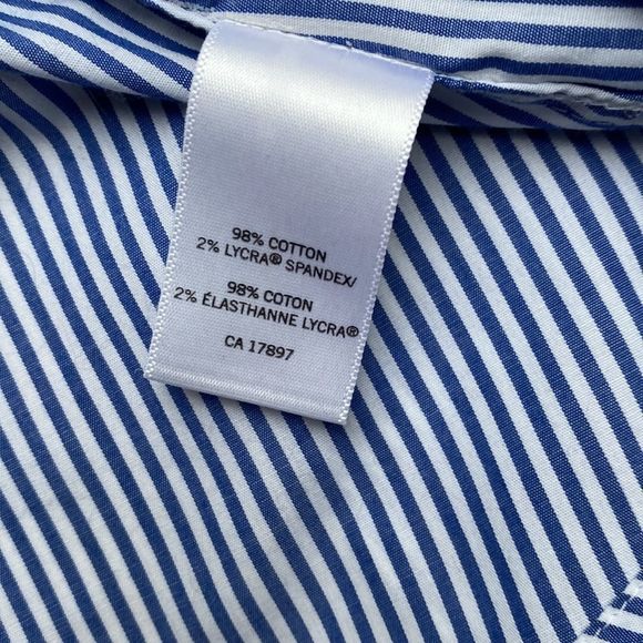 Blue & White Striped Button Down Cotton Shirt - Picture 8 of 10